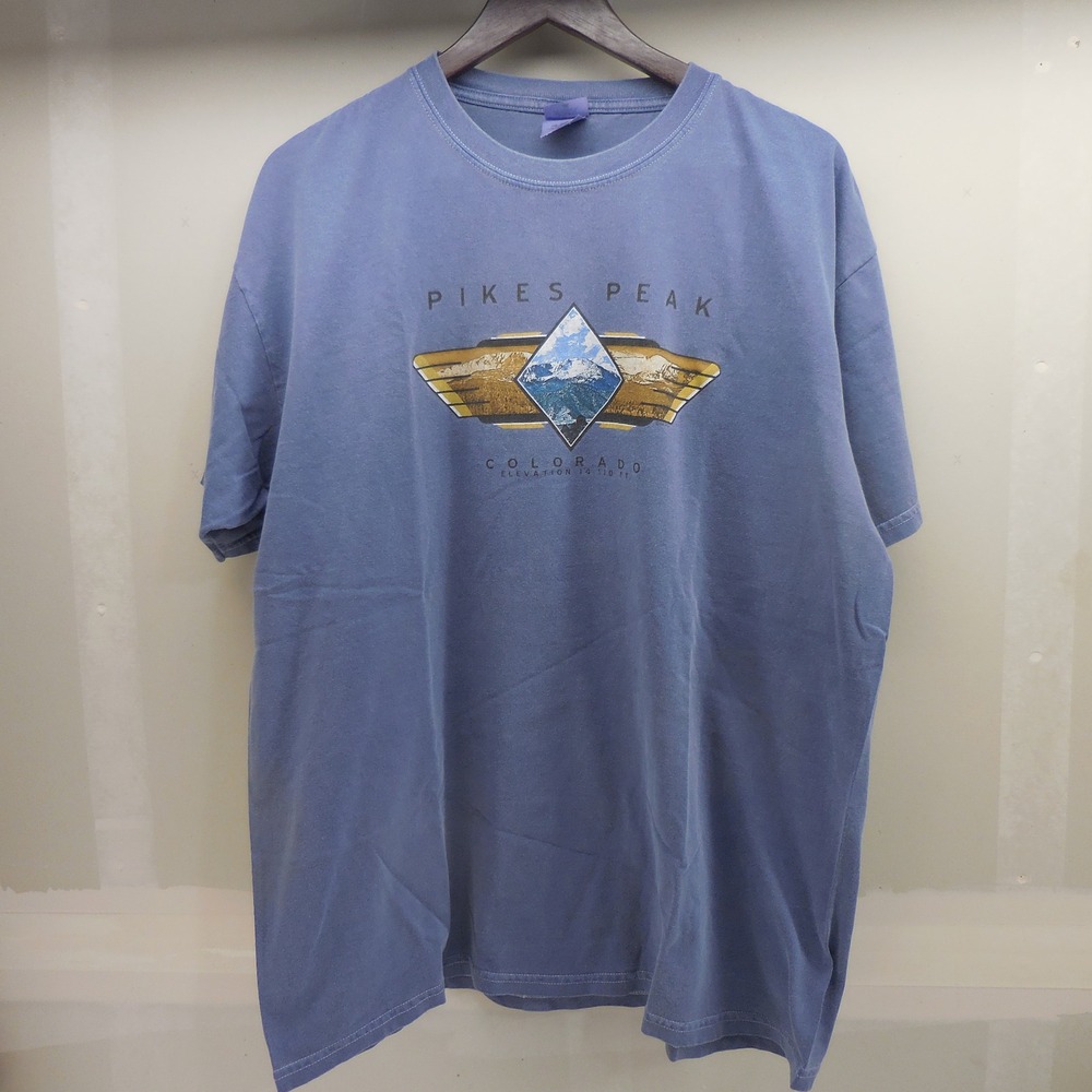 Vintage Anvil Pikes Peak Colorado Graphic T-Shirt Blue XL Y2K 2000s Souvenir Tee